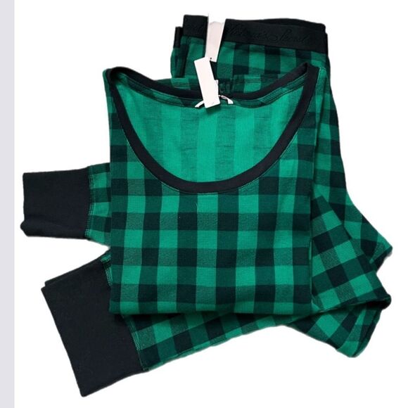 Victoria’s Secret thermal pajama set black green buffalo check plaid XXl - Picture 4 of 4